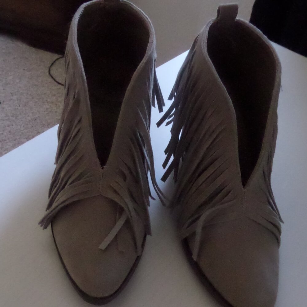 Beast Fashion Faux Leather Fringe Ankle Booties